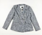 NEW Aqua Metallic Tweed Boucle Textured Double Breasted Blazer