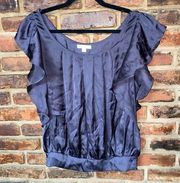 Romeo & Juliet Couture Gray Sleeveless Ruffled Smocked Top Women's Size Large