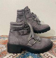 White Mountain Grey Lace up Zip Boots Size 8.5M