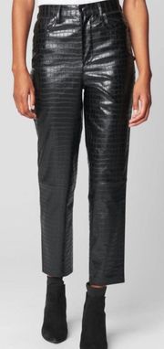 Black Faux Leather Croc Embossed High Rise Pants Size 27