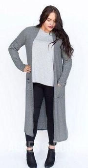 NWT Agnes & Dora Ribbed Knit Duster | Black & Grey Stripe