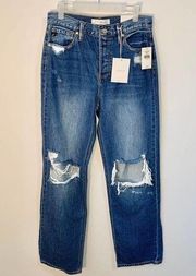 Kancan NWT Vintage 90's High Rise Straight Distressed Button Fly Jeans 7/27x32