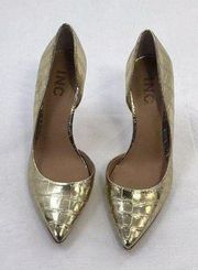 INC Womens Gold Snake Padded Kenjay Pointed Toe Stiletto Slip On Pumps 6M