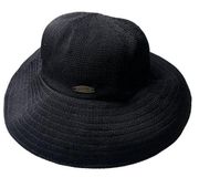 Panama Jack Black Brim Fabric Foldable Hat BEACH BOHO UNISEX OS