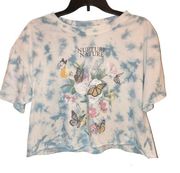 Cold Crush Nurture Nature Tie Dye Butterfly Crop Top Blue White XL