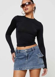 Low Rise Denim Mini Skirt