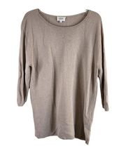 Wilfred Aritzia Blanchard Tan Linen Blend Ribbed 3/4 Sleeve Sweater Size Medium