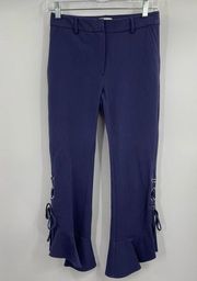 New York purple boho cotton Capri crossover tie detail pants size 0