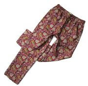 NWT J.Crew Collection Pull-on Silk-Twill Pant in Burgundy Jungle Cat Print 2