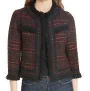 Kate Spade Multi Tweed Fringe Jacket NWOT