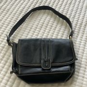 Villager Liz Claiborne Black Leather Shoulder Bag