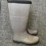 Kamik Houndstooth Rain Boots Wellies Black White Rainboots Women’s Size 6