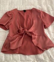 Satin Low V-neck Blouse 