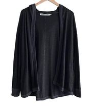 Michael Stars Hooded Open Fron Cardigan Sweater in Charcoal Gray, One Size