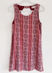 Pink Republic Juniors Red Multicolor Sleeveless Boho Shift Mini Dress Size L