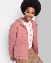 Wild Fable Pink Quilted Acid Wash Jacket