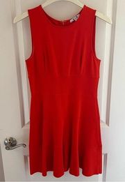 Three Dots Nordstrom Bright Poppy Red Stretch Fit and Flare Dress | S