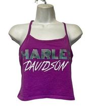 Harley Davidson cropped Strappy sleeveless purple top M