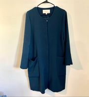 Dark Teal Trumpet Sleeve Long Coat 