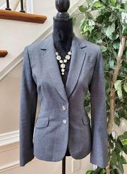 Classiques Entier Women Gray Polyester Single Breasted Long Sleeve Blazer Size 8