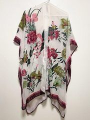 Anthropologie Velvet Floral Cream Shawl