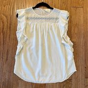 Kate spade silk ruffle off white blouse