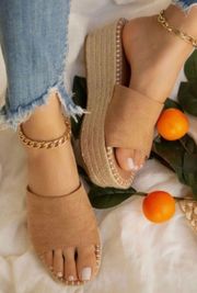 Tan Strap Espadrille Wedge 