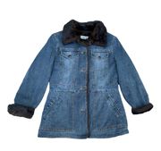 Blue Denim Faux Fur Coat Jacket