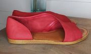 1.State Red Leather Celvin Slip On Open Almond Toe Sandals Size 10