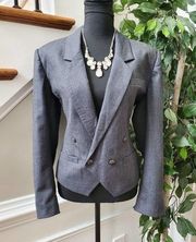 Vintage Villager Gray 100% Wool Long Sleeve Buttons Front Jacket Blazer Size 8