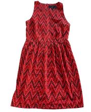 Jack BB Dakota Dress Women's Small Brown Pink Black Printed Sleeveless Mini Poly