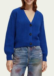 Bright Blue Boxy Fit V Neck Cardigan