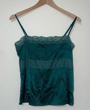 Dark Green Silk and Lace Cami