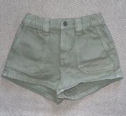 Paperbag Sage Light Green Cargo Jean Shorts With Elastic Waist Band Sz Xs