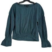 Walter Baker Women’s Teal Green‎ Stripe Chester Career Top Blouse Size Small