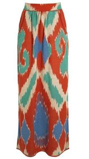 Peruvian Connection Abstract Multicolored Tashkent Maxi Skirt - Large