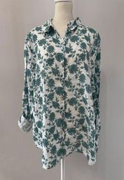 Cynthia Rowley 100% Linen Button Down long sleeve shirt size XL