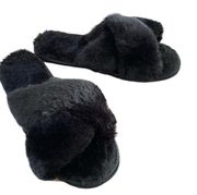 Faux Fur Hard Bottom Slippers Slides Animal Furry Fuzzy Lounge Loungewear