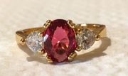 New Lab-Created Ruby Gold Filled Ring Size 5