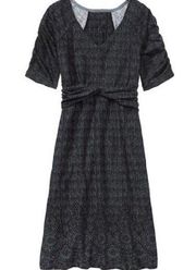 Athleta Printed Joti Dress Cinched Sleeves Grey S