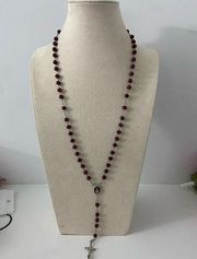 Red wood Pope Francis rosary