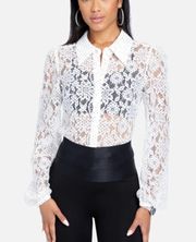 NWT  dotted corded white lace blouse New size 4