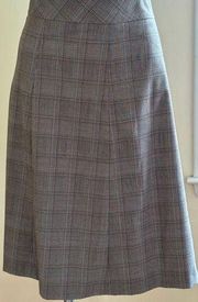 Light Brown & Cream Plaid Lined Circle Stretch Skirt Side Zipp…