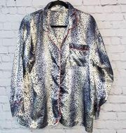 Intimates Liz Baker Animal Print Silky Button Up Pajama Top