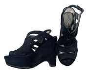 Black Strappy Suede Platform Sandal