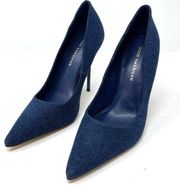 Good American Emma Denim Heel Size 9.5 Blue Denim 002 GSH009-X