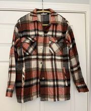 Staccato Orange & Brown Plaid Shacket Gently Worn Size Small