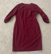 Lafayette 148 New York Red Long Sleeve Wool Blend Dress - 12