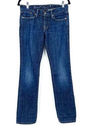 Levi’s  Women's Blue Denim Ruler Low Rise Slim Straight Jeans Size 27 capital e