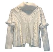 Artisan NY Cream Mixed Knit Split Back Sweater size Small